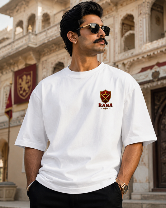RANA Oversized T-Shirt | Rajput Royal Warrior Print | Front & Back Design | Unisex Cotton Tee