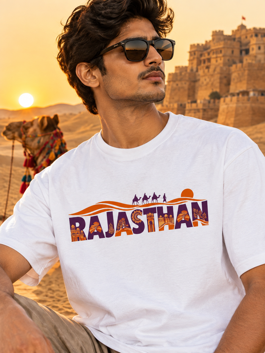 Rajasthan Camel Print Graphic Unisex Oversized Tee
