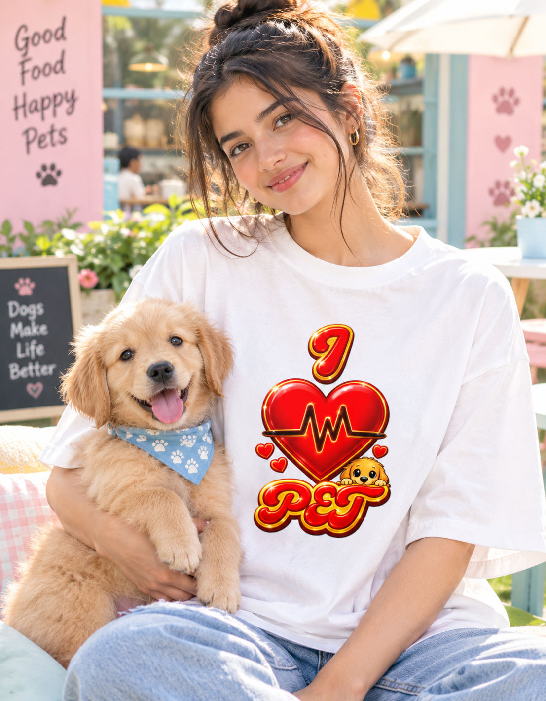 I Love Pet Unisex Oversized Cotton T-Shirt