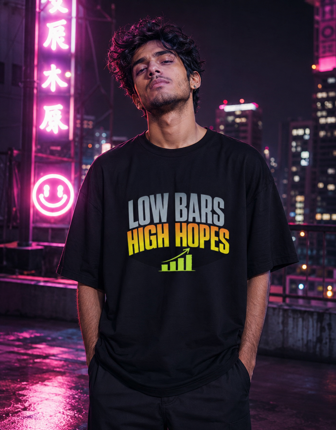 Low Bars High Hope Funny Growth Chart Graphic  Tee