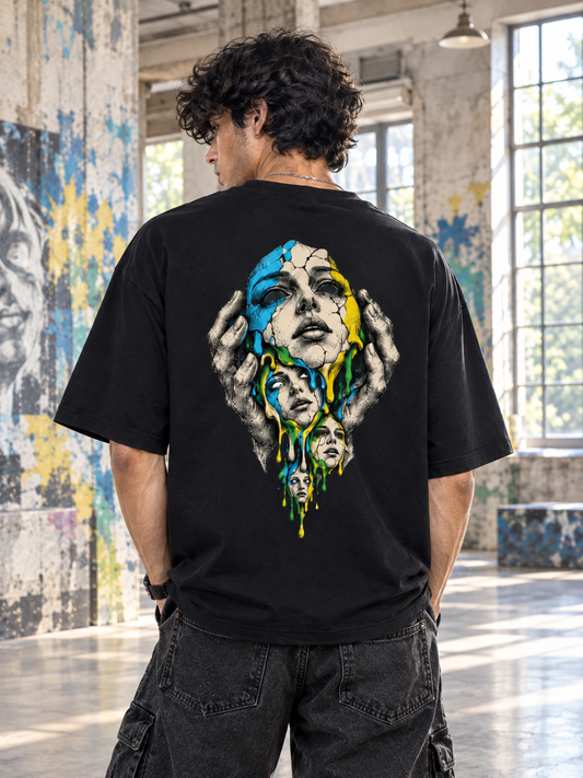 Faces In Hand Poly Cotton T-Shirt