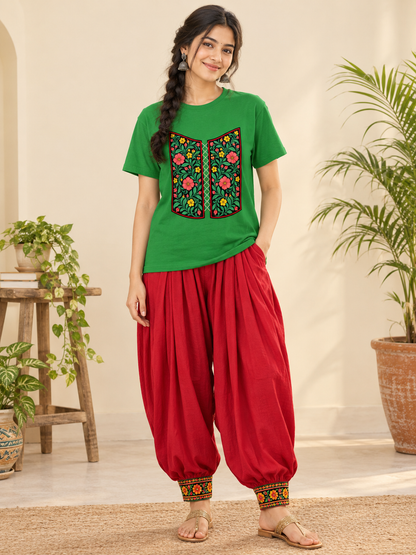 Flower Waistcoat Print Regular Fit T-Shirt