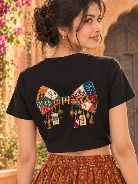 Patchwork Traveller ( no patchwork and other things) Print Crop Tee