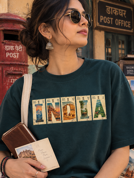India Stamp Graphic Oversized Unisex Tee