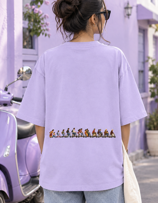 Whole Life Journey On Scooter ( no thread work)Oversized Unisex Tee