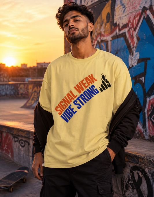 Signal Weak Vibe Strong Funny Tech Graphic Tee