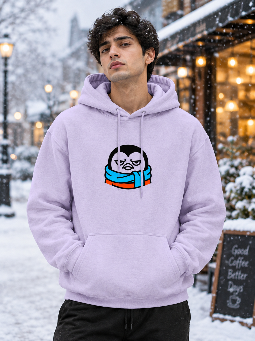 Angry Penguin Printed Hoodie