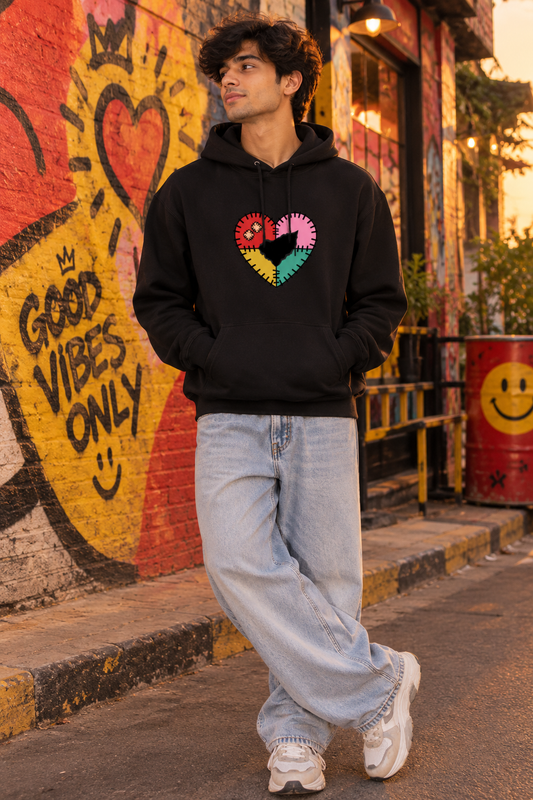 Patchwork Heart ( no fabric work) Printed Unisex Hoodie