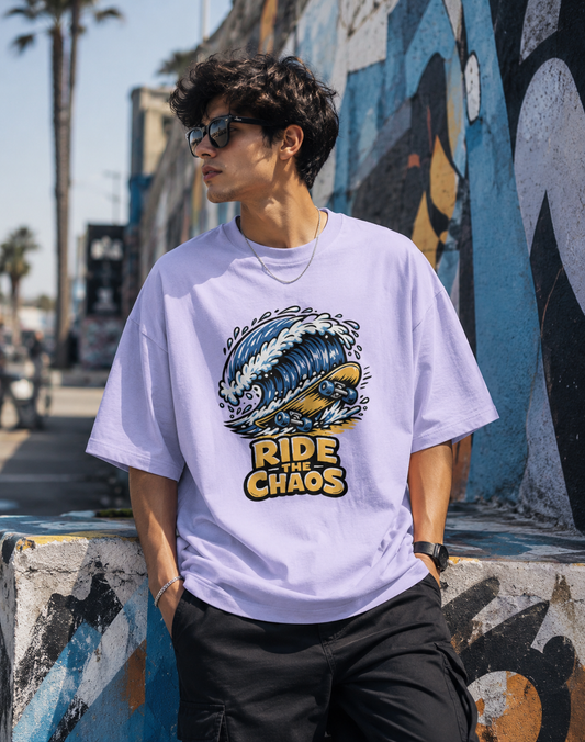 Ride The Chaos Skateboard Wave Tee
