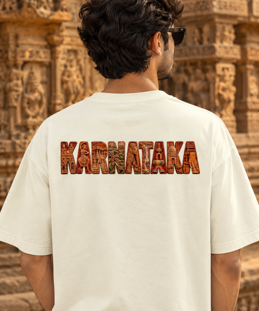 3d Wooden Carving Karnataka Printed Oversized Unisex Tee