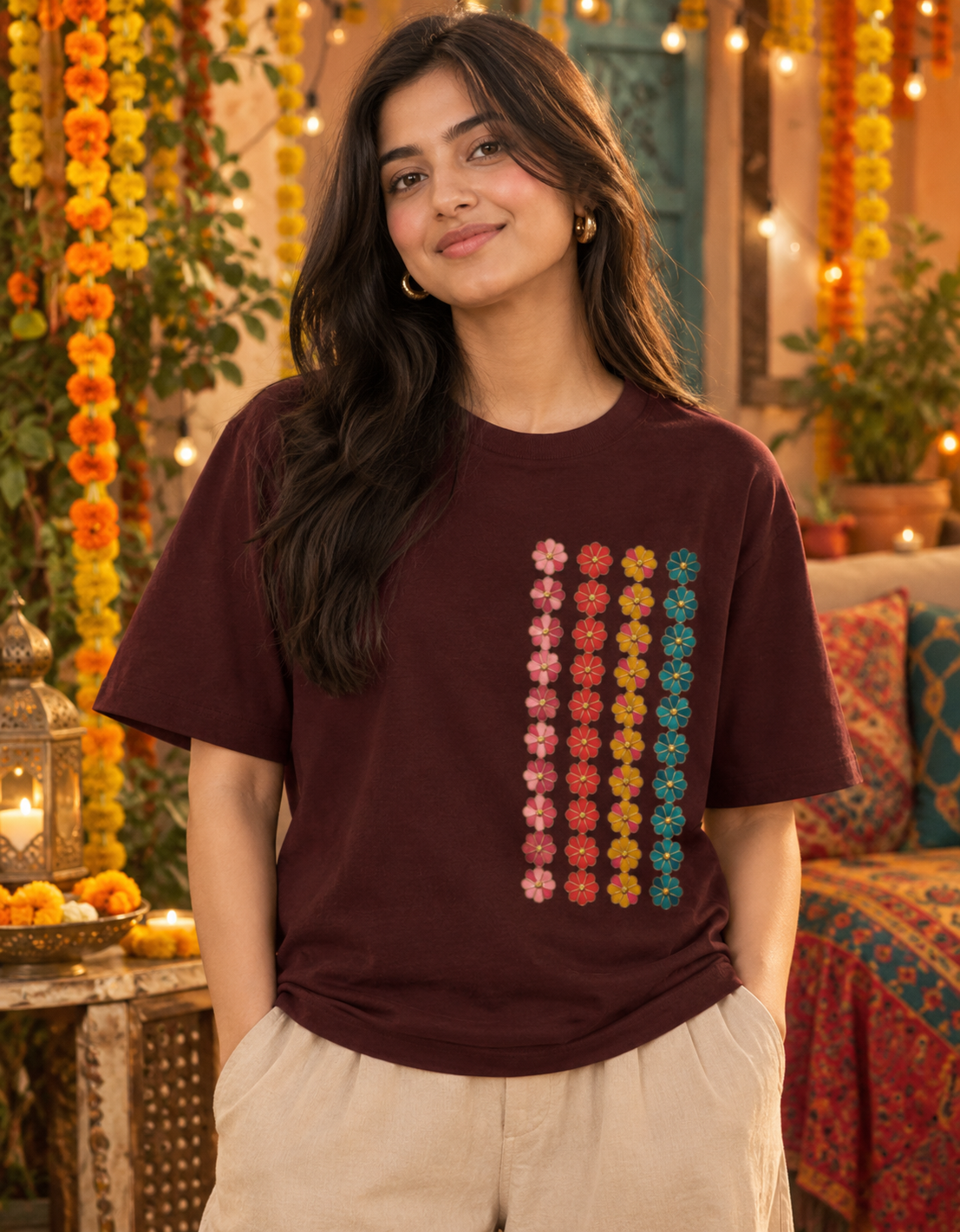 Flower Print Graphic Tee