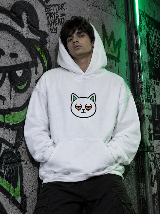 Cat Printed Pullover Hoodie