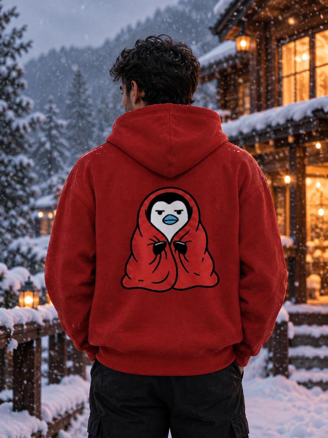 Penguin In Blanket Hoodie