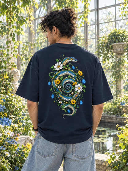 Spiral Snakes Drop Shoulder Oversized Tee