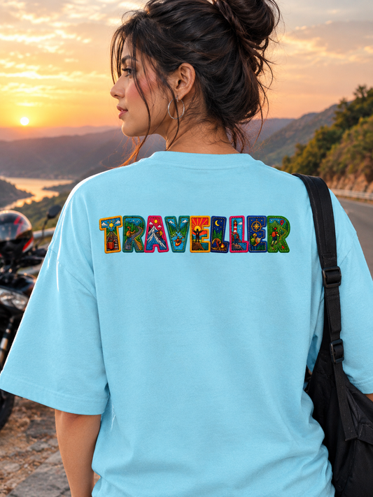 Traveller Print ( no thread work) Graphic Oversized Tee For Women