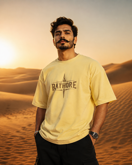 Front & Back Printed King of the Thar - Rathore Oversized T-Shirt | Rajputana Warrior Streetwear – NERR