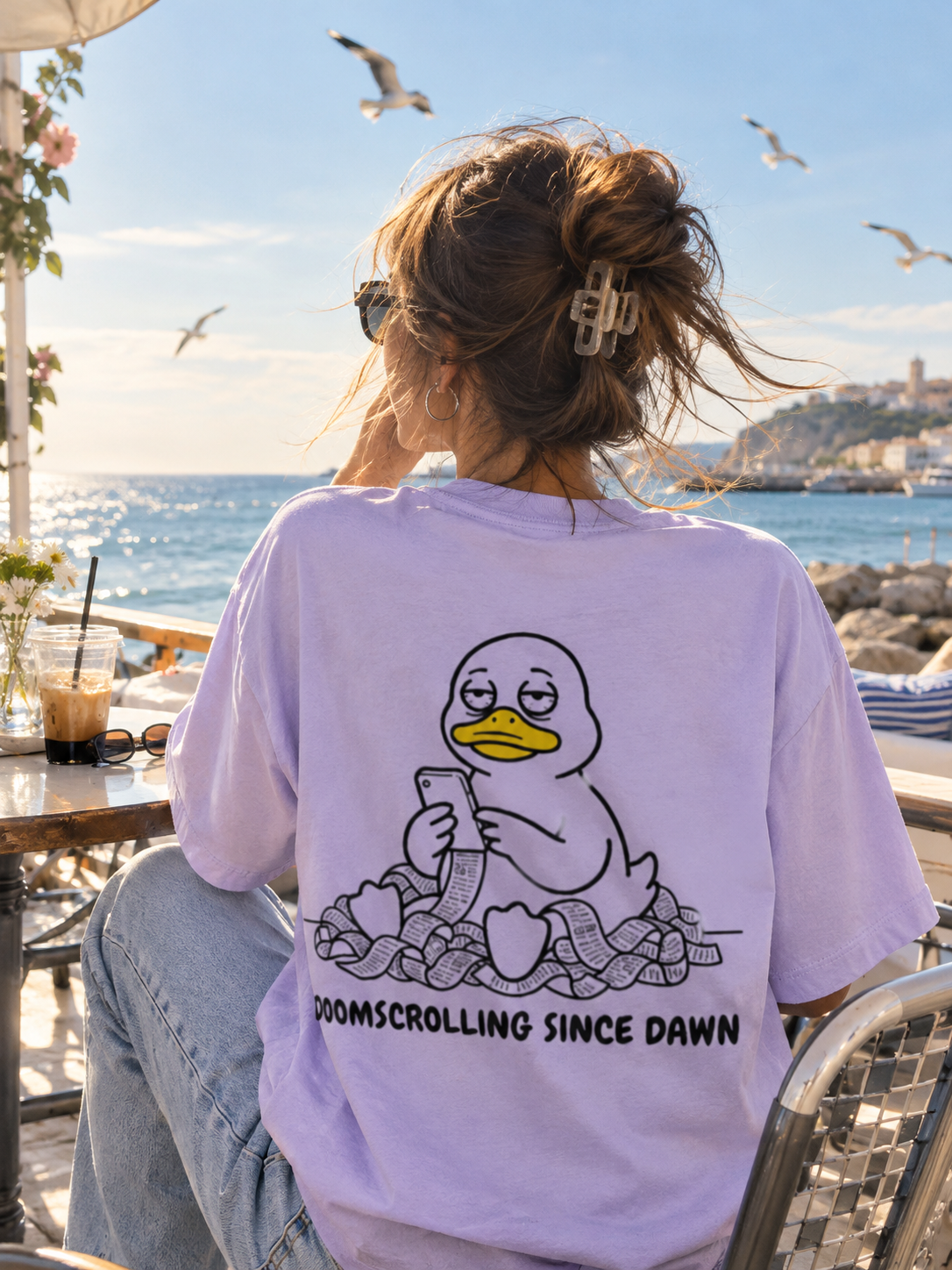 Doomscrolling Since Dawn Duck Oversized Tee