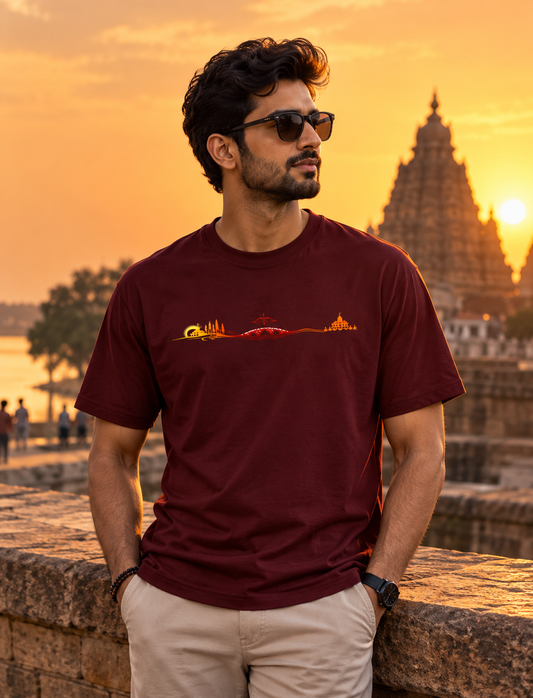 Lord Rama"s Life Journey | Ramayana Skyline Graphic T-Shirt | Spirituality Mythology Streetwear