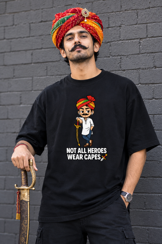 Front & Back Print Rajasthani Warrior Tee | NERR Streetwear