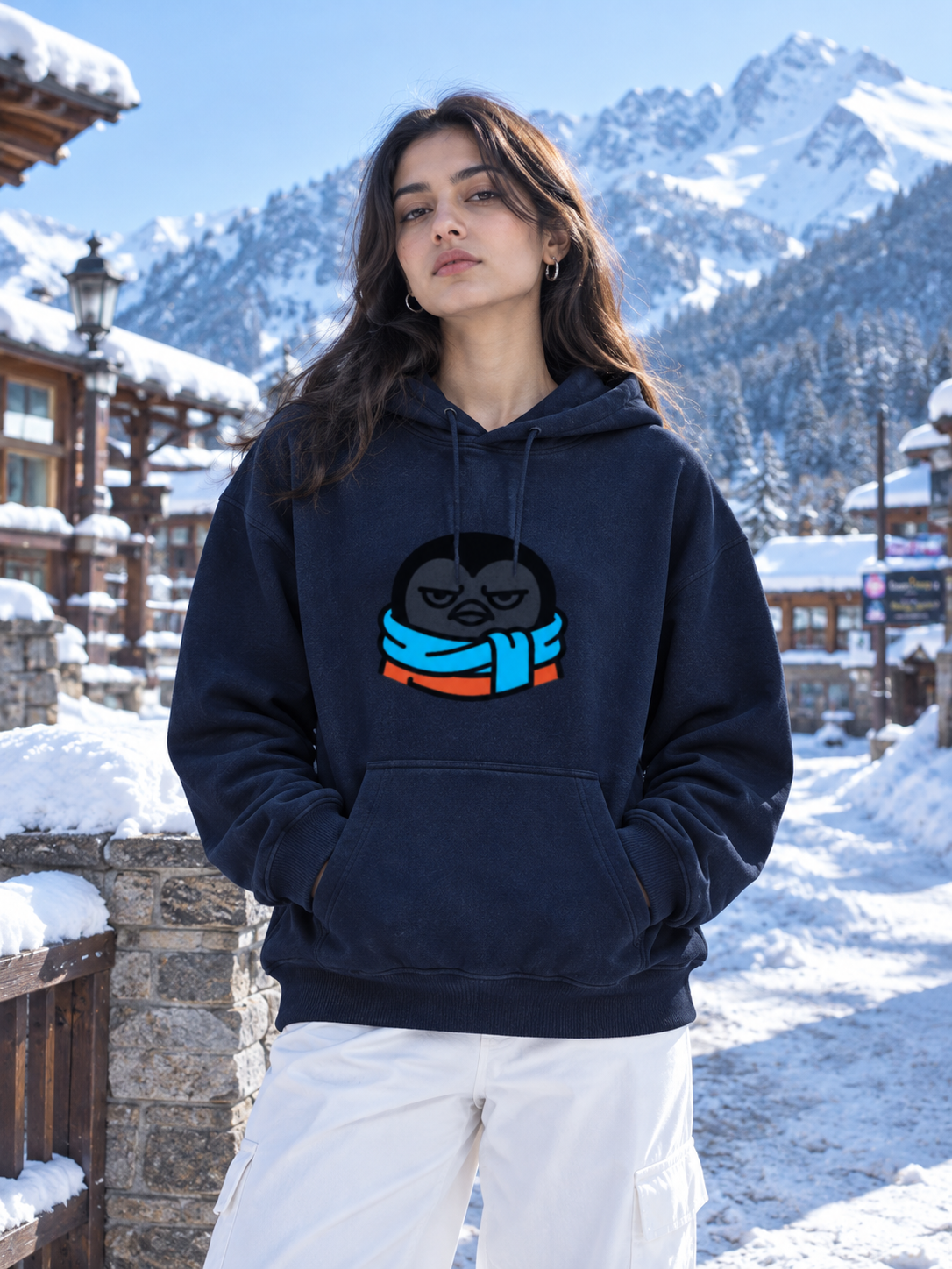 Penguin Printed Oversized Hoodie
