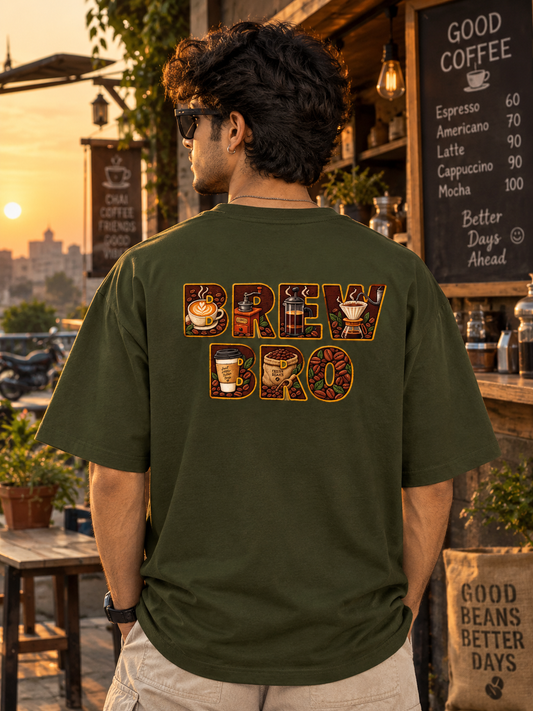Brew Bro Printed ( no thread work) Oversized T-shirt