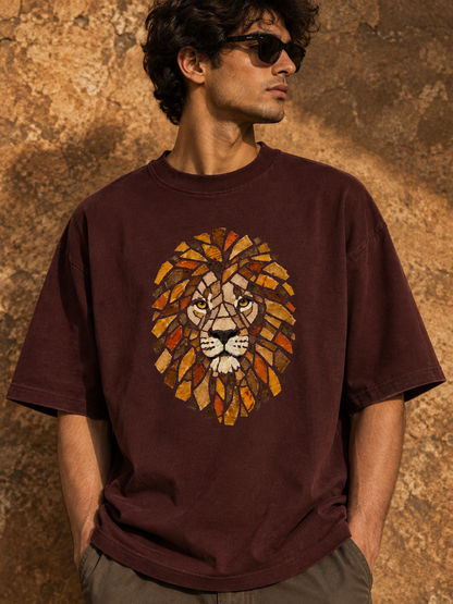 Lion Face Printed (no thread work) Oversized Tee